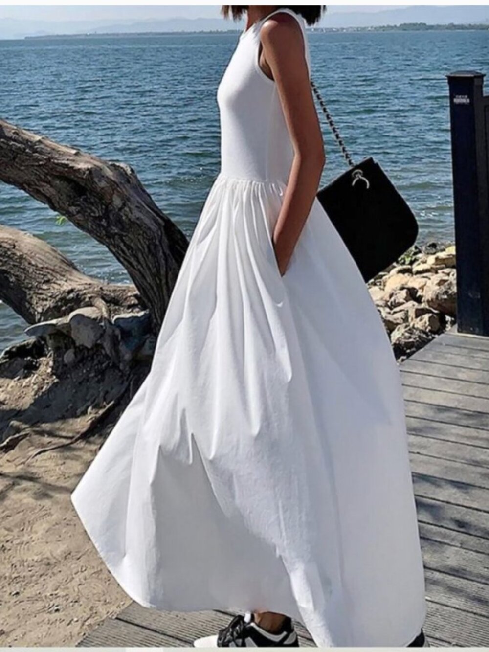 Leisure Crew Neck Long Dress
